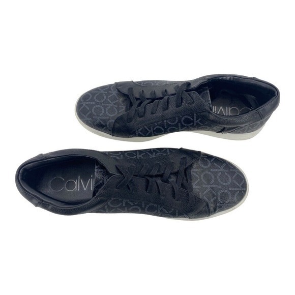 Calvin Klein Bowyer CK Monogram Smooth Mens Black Designer Sneakers Size 13 - Picture 7 of 14